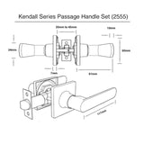 Kendall Series Passage Handle Set - Matte Black Finish