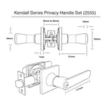 Kendall Series Privacy Handle Set - Matt Black Finish
