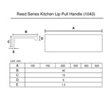 Matt Black Lip Pull kitchen Handle (400mm) - Reed Series