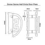 Matt Black Half Circle Door Plate (Pair) - Dorian Series