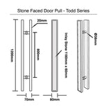 Cream Stone Faced 1200mm Door Pulls - Matt Black