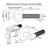 Malbena Series Passage Lever Set - Gunmetal Finish