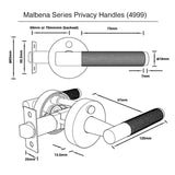 Malbena Series Privacy Lever Set  - Matt Black Finish