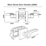 Matt Black Entrance Lock Set with a Deadbolt (3666MB) - Moon Series