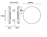 Matt Black Circular Plate Door Pulls (Pair) 250mm - Coral Series