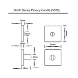 Matt Black Privacy Deadbolt Set - Smith Series