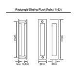 White Finish Rectangle Sliding Flush Pulls (Pair) - 180mm x 38mm