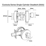 Matt Black Single Cylinder Deadbolt - Coral Series