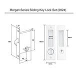 Matt Black Sliding Door Key Lock Set - Morgan Series