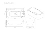 Nova Ultra-Thin Corner Bathtub - Gloss White