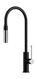 Aura Deluxe Pull-out Sink Mixer - Matt Black & Chrome
