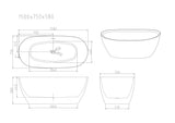 Pilato Freestanding Bathtub - Gloss White & Matt White