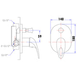 Lotus Open Handle Shower & Bath Mixer Diverter - Chrome