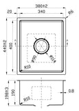 Coral Above or Undermount Single Bowl Kitchen Sink 400mm x 340mm - Stainless Steel