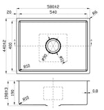 Coral Above or Undermount Single Bowl Kitchen Sink 540mm x 400mm - Stainless Steel