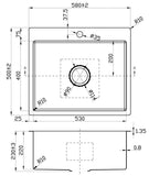 Eva Above/Undermount Laundry Sink 580mm x 400mm - Stainless Steel