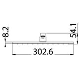 Square Solid Brass Shower Head 300mm - Chrome