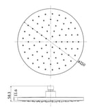 Round ABS Plastic Shower Head  250mm - Chrome