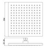 Square ABS Plastic Shower Head 250mm - Chrome