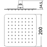Square 304 Stainless Steel Shower Head 200mm - Chrome