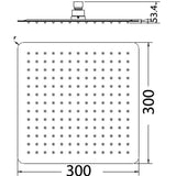 Square 304 Stainless Steel Shower Head 300mm - Chrome