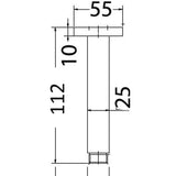Square Ceiling Drop Down Shower Arm 100mm - Chrome