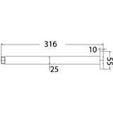 Square Ceiling Drop Down Shower Arm 300mm - Matt Black
