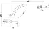 Round Deluxe High Reach Shower Arm - Chrome