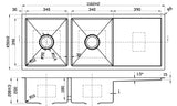 Eva Above or Undermount Double Bowls 1160mm - Stainless Steel