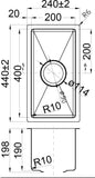 Eva Above/Undermount Single Bowl 200mm x 400mm - Stainless Steel