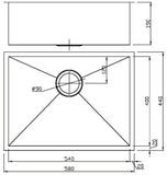 Rosa Above or Undermount Single Bowl 540mm x 400mm - Stainless Steel