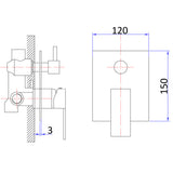 Cubica Shower & Bath Mixer Diverter - Matt Black