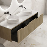 Fluted Rhea 1500mm Wall-Hung Cabinet - Natural Oak