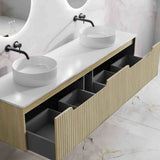 Fluted Rhea 1800mm Wall-Hung Cabinet - Natural Oak