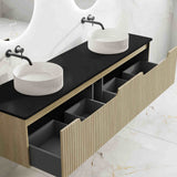 Fluted Rhea 1800mm Wall-Hung Cabinet - Natural Oak