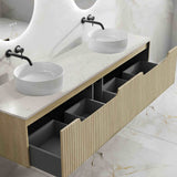 Fluted Rhea 1800mm Wall-Hung Cabinet - Natural Oak