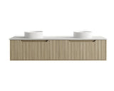 Fluted Rhea 1800mm Wall-Hung Cabinet - Natural Oak