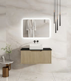 Fluted Rhea 900mm Wall-Hung Cabinet - Natural Oak