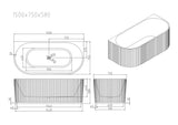 Rose Fluted Back-to-Wall Bathtub - Matt White