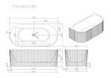 Rose Fluted Back-to-Wall Bathtub - Matt White