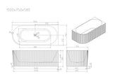 Rose V-Groove Corner Bathtub - Matt White
