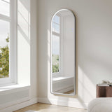 Saga 500×1600mm Freestanding LED Arch Mirror - Brushed Nickel