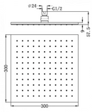Eva Square Shower Head 300mm - Matt Black
