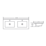 HERA 1200mm Wall-Hung Vanity - Black Oak