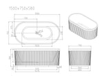 Tyler Freestanding Fluted Bathtub – Gloss White