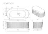Tyler Freestanding Fluted Bathtub – Gloss White