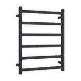 Heated Towel Rail 6 Bar Square - Matt Black