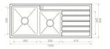 Allure Drop In Sink 1 & 1/2 Bowl 1200mm x 500mm - Stainless Steel