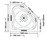 Broadway Alhambra Spa Bathtub 1490x1490x550mm Corner Drop-in Tub with Jets