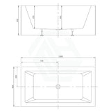 Broadway Ataud 1500/1700x800x600mm Rectangle Acrylic Freestanding Spa Bathtub